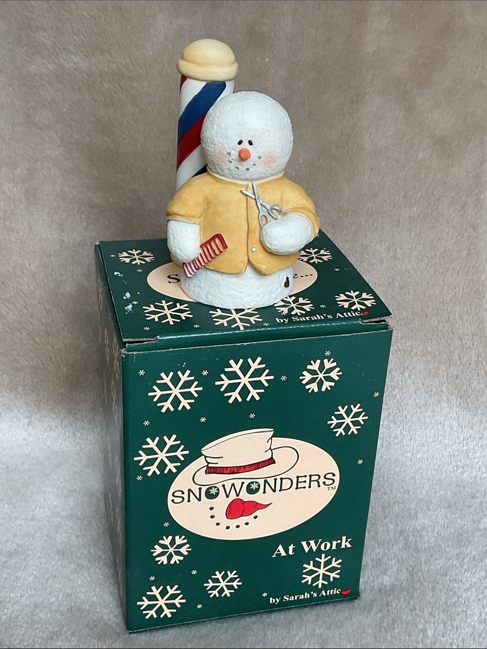 Snowbonders 'At Work' Barber Snowman Figurine by Snowonders